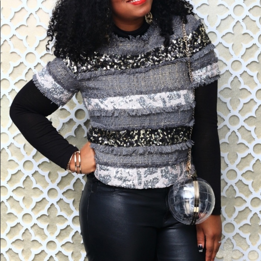 Sequin Embellished short sleeve top